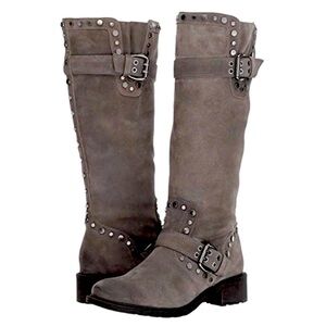Sam Edelman Deryn Grey Suede Leather Moto
Style High Belted Boots 8 New